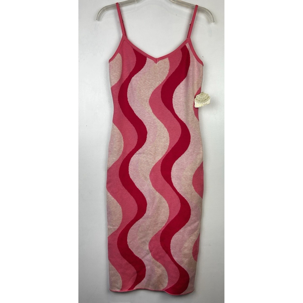 Altard State Dress Womens S Medium Midi Sundress Pink Fitted New Boho Sexy